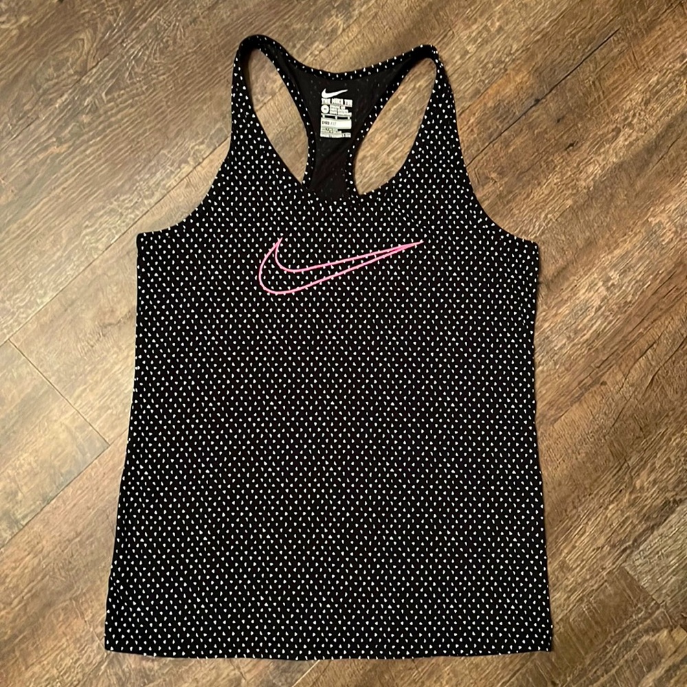 Black and white Nike Tee with neon pink